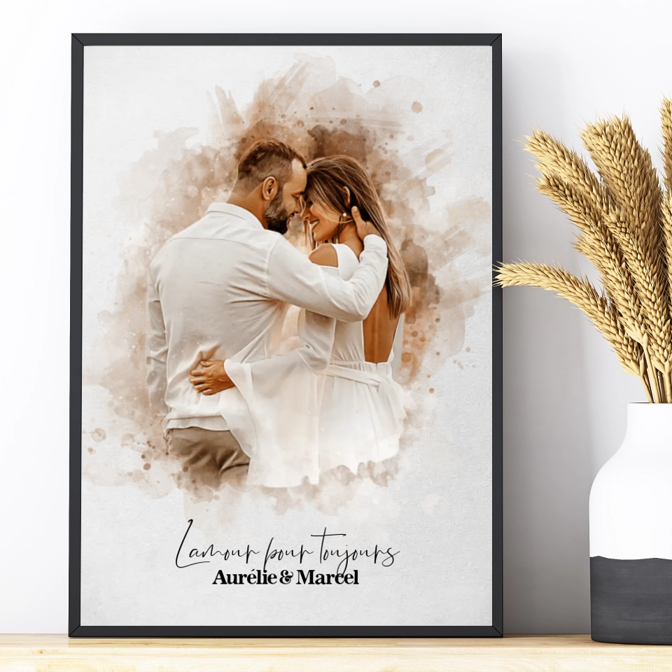 Pour Toujours™ - Poster personnalisable en aquarelle