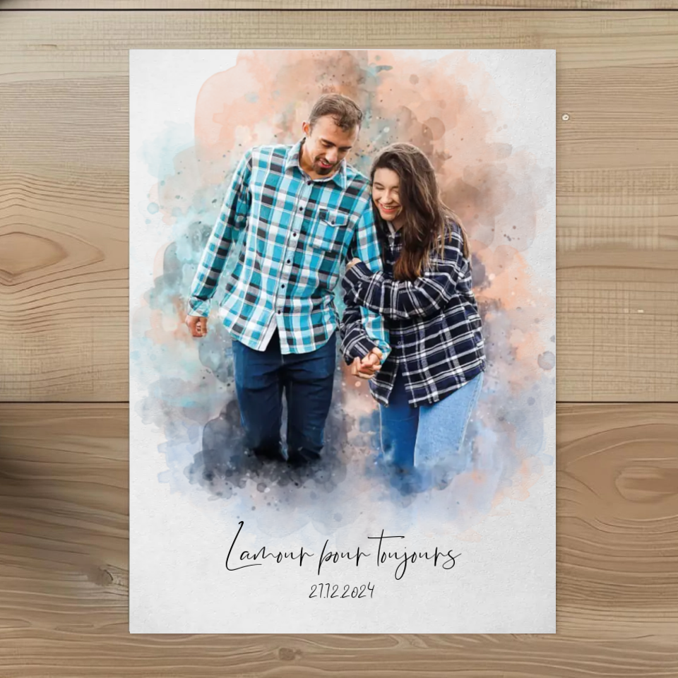 Pour Toujours™ - Poster personnalisable en aquarelle