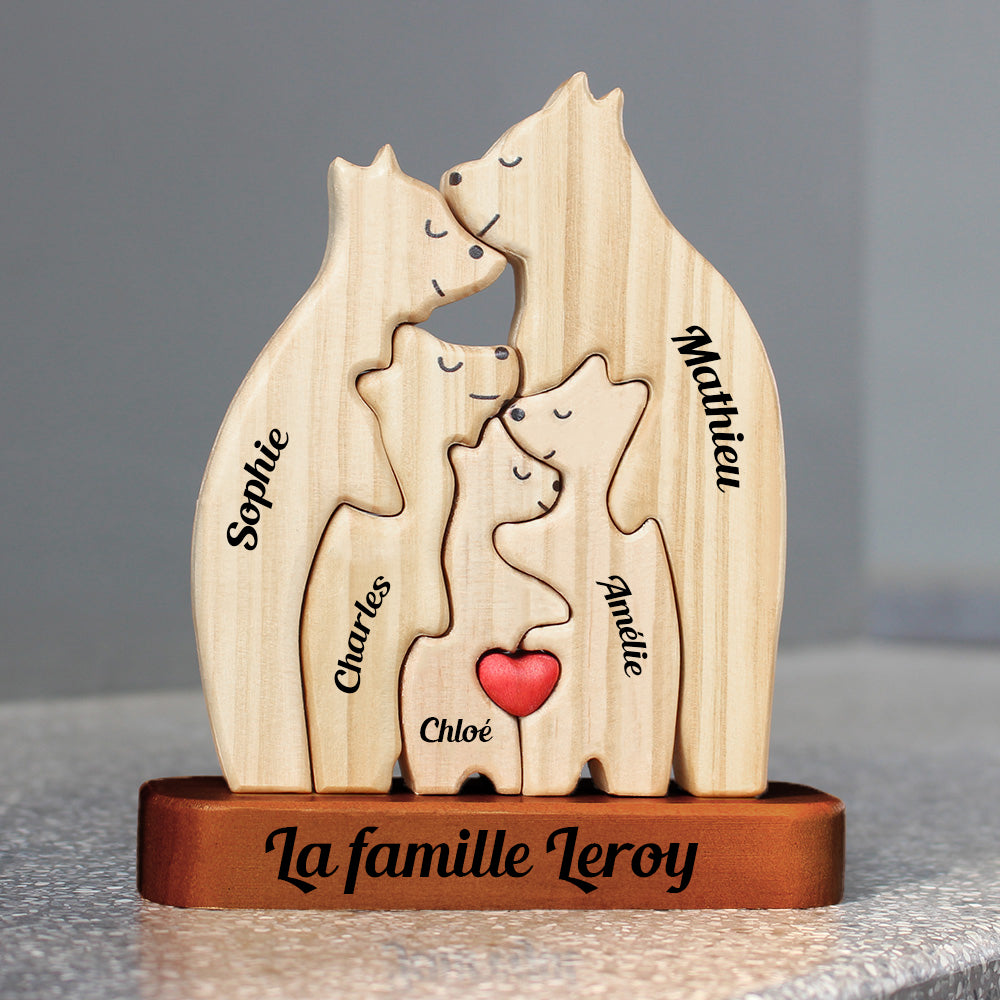 FamilleOurs™ - Puzzle Personnalisé En Bois
