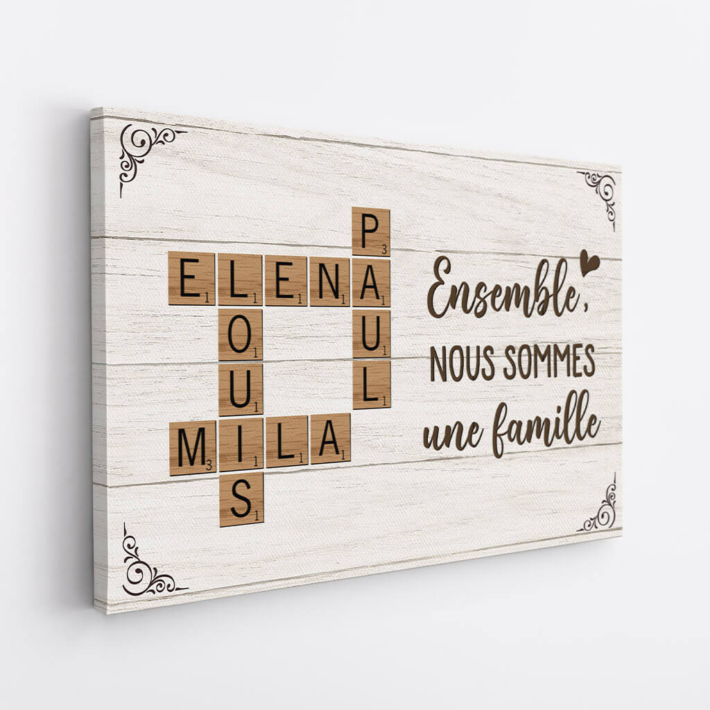 Famille en Lettres™ - Toile mot croisé famille personnalisé