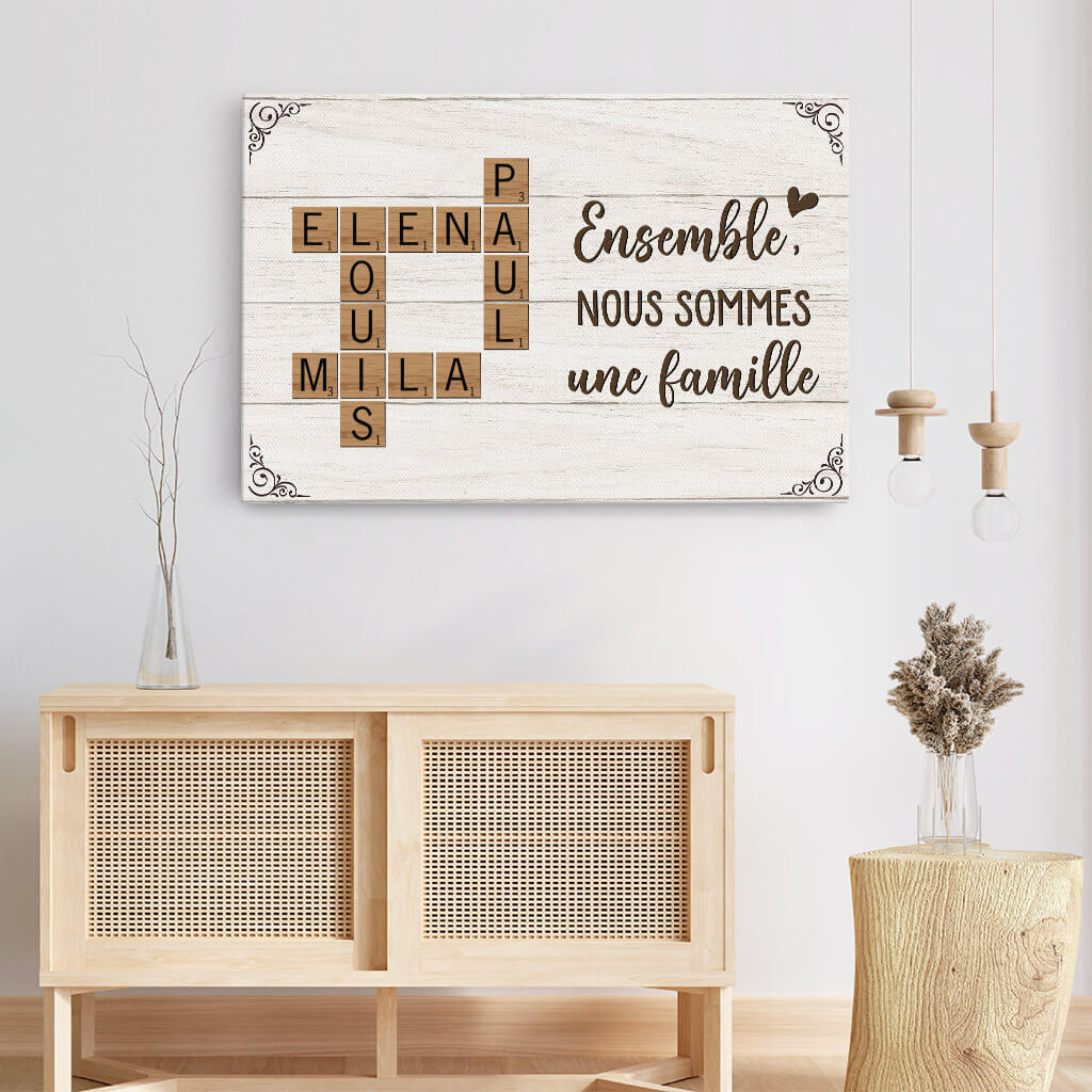 Famille en Lettres™ - Toile mot croisé famille personnalisé
