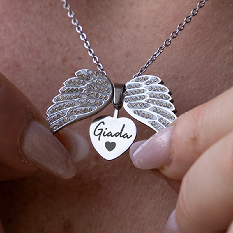Angel™ - Collier ange avec gravure personnalisée