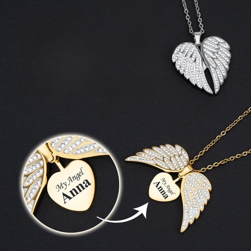 Angel™ - Collier ange avec gravure personnalisée