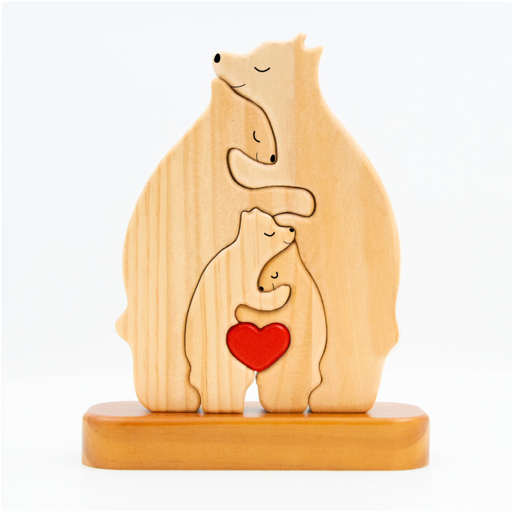 FamilleOurs™ - Puzzle Personnalisé En Bois