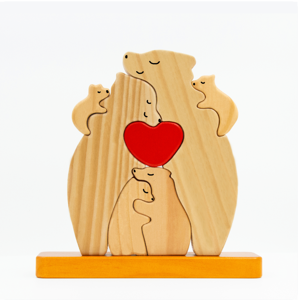 FamilleOurs™ - Puzzle Personnalisé En Bois