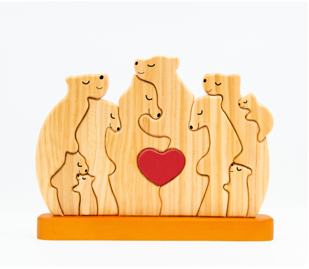 FamilleOurs™ - Puzzle Personnalisé En Bois