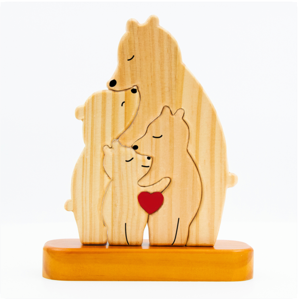 FamilleOurs™ - Puzzle Personnalisé En Bois