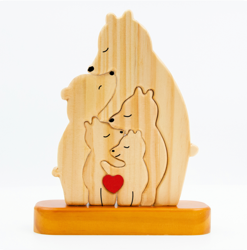 FamilleOurs™ - Puzzle Personnalisé En Bois