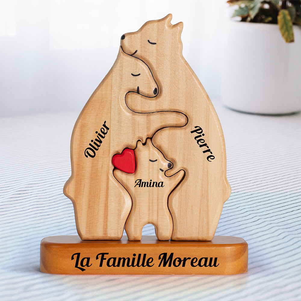 FamilleOurs™ - Puzzle Personnalisé En Bois