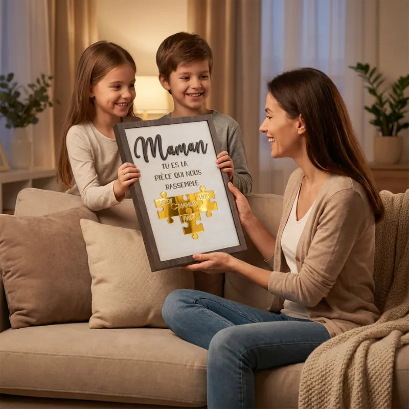 Pour Maman™ - Cadre Puzzle Famille Personnalisé