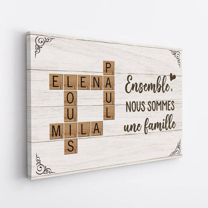 Famille en Lettres™ - Toile mot croisé famille personnalisé