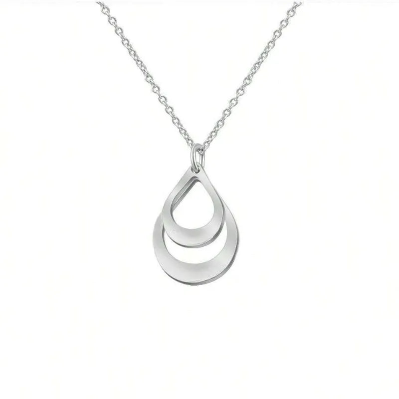 Gouttes Éternelles™ - Collier pendentif goutte en acier inoxydable