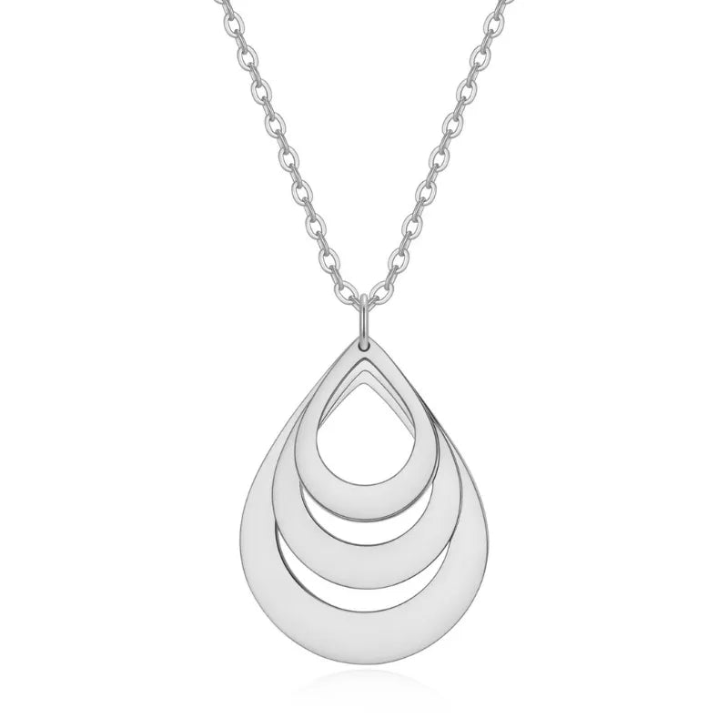 Gouttes Éternelles™ - Collier pendentif goutte en acier inoxydable