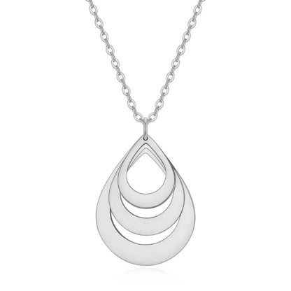 Gouttes Éternelles™ - Collier pendentif goutte en acier inoxydable