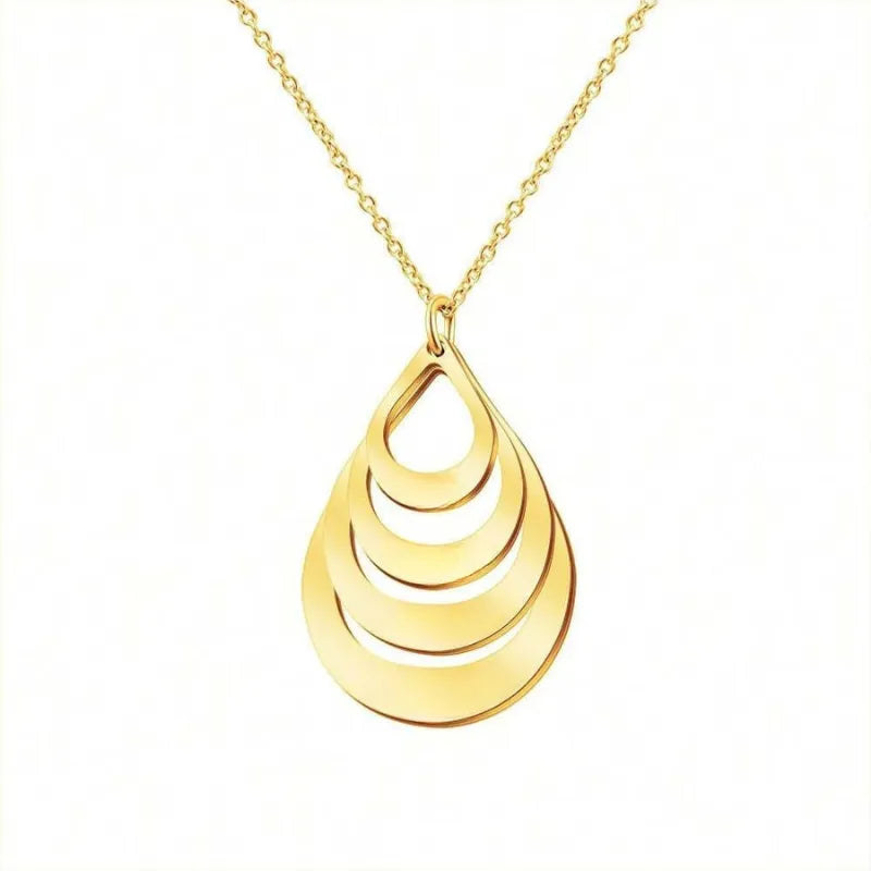 Gouttes Éternelles™ - Collier pendentif goutte en acier inoxydable