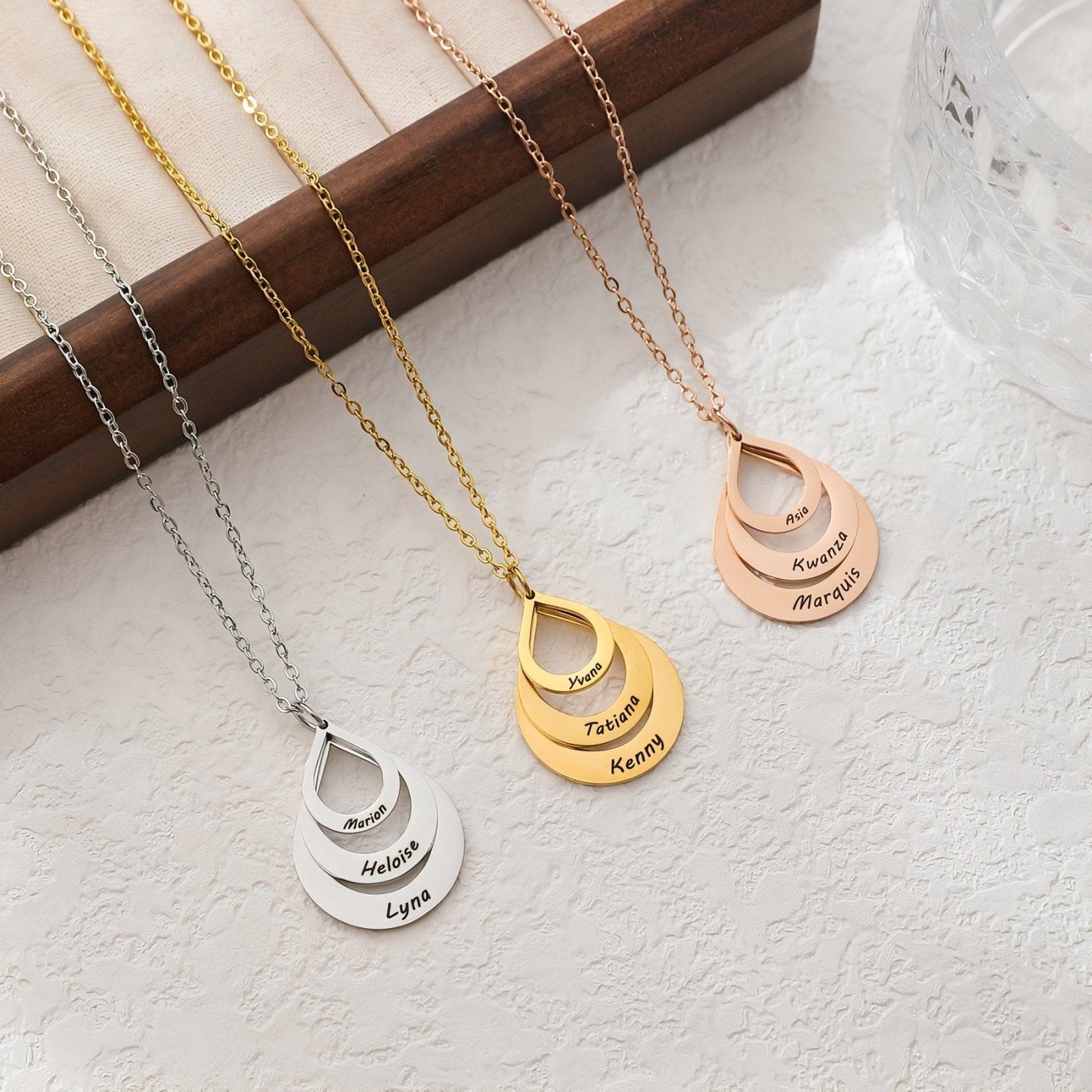 Gouttes Éternelles™ - Collier pendentif goutte en acier inoxydable