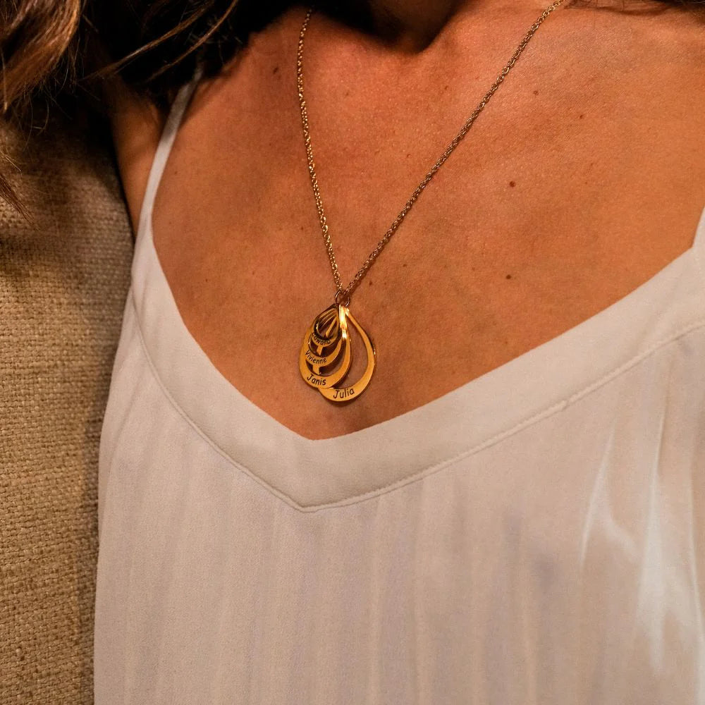 Gouttes Éternelles™ - Collier pendentif goutte en acier inoxydable